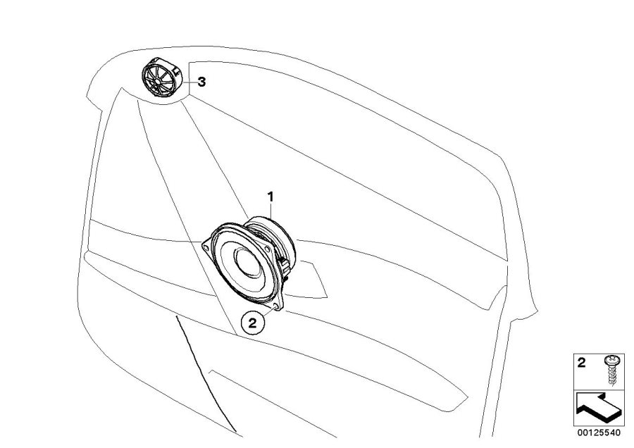 Diagram Single parts F front door top-hifi syst. for your BMW