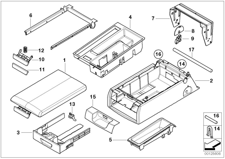 Diagram Seat rear, center armrest, multifunction for your 2014 BMW M6   