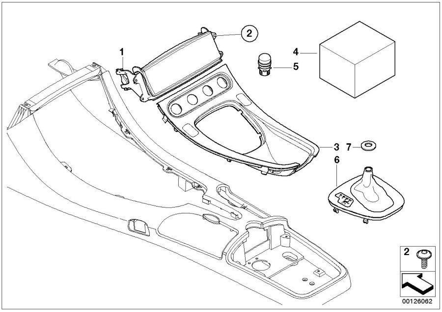 Diagram Center console panel, front for your BMW M6  