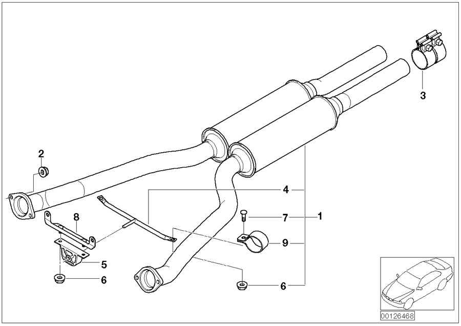 Diagram Front muffler for your 2007 BMW 328xi Coupe  
