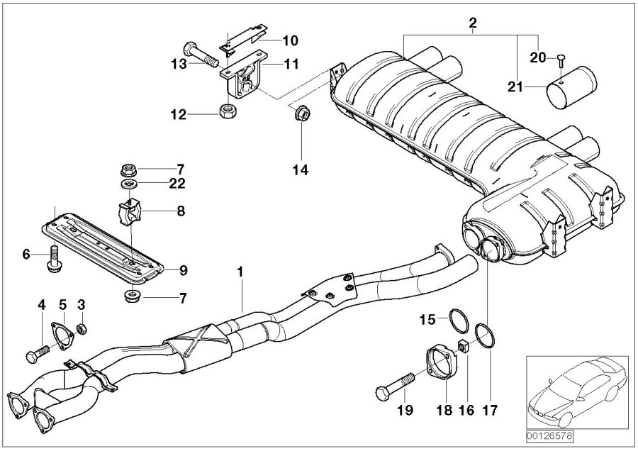 Diagram Intermediate pipe/rear muffler for your 2018 BMW X5  M 