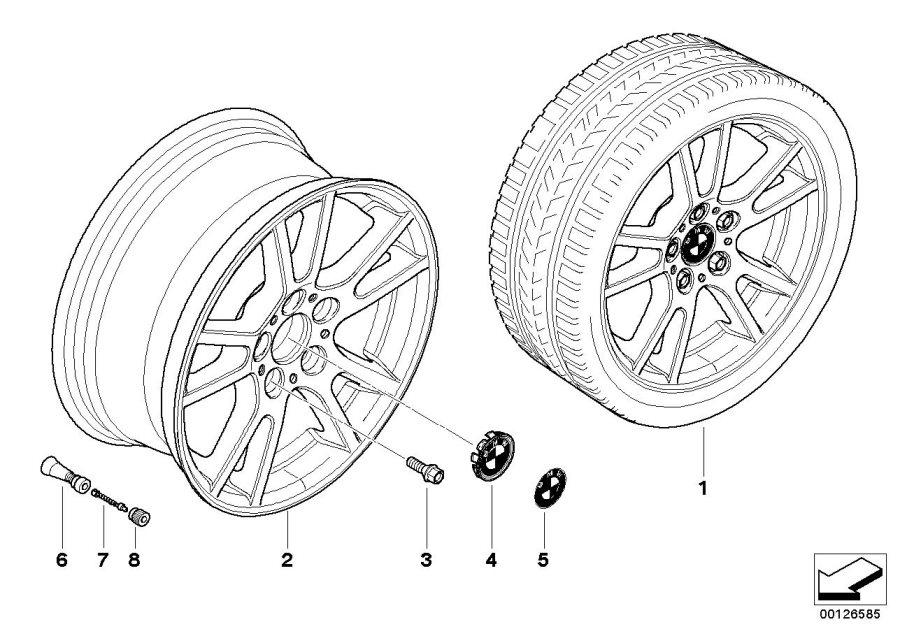 Le diagramme Jante à rayons doubles (Styl. 148) pour votre BMW