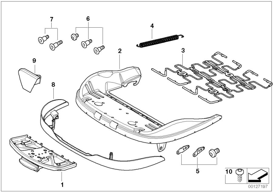 Diagram FRONT SEAT FRAME MECH./EL./SINGL.PARTS for your BMW X3  