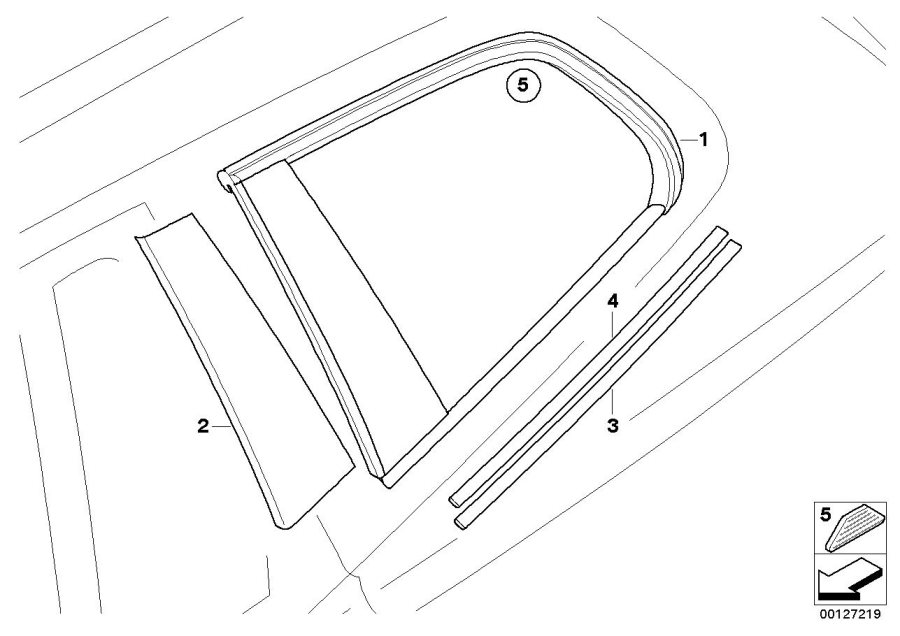 Diagram Side window, fixed position for your BMW