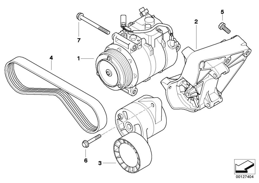 Diagram AIR COND.COMPRESSOR-SUPPORTING BRACKET for your 2004 BMW Z4   