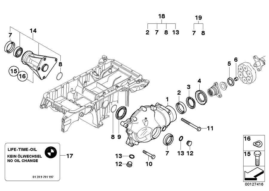 Diagram Front diff., components, all-wheel for your 2007 BMW X5   