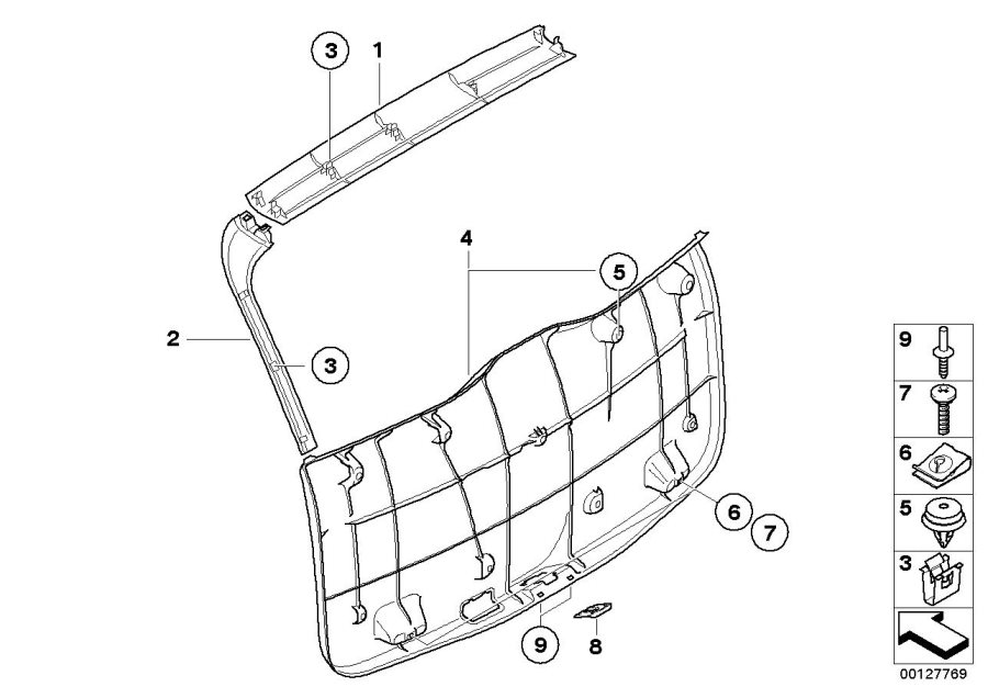 Diagram Trunk lid trim panel for your BMW