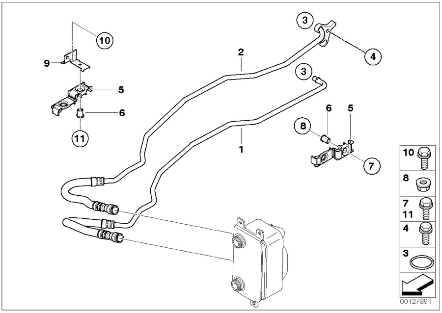 Diagram Transmission oil cooler line for your 2018 BMW M6   