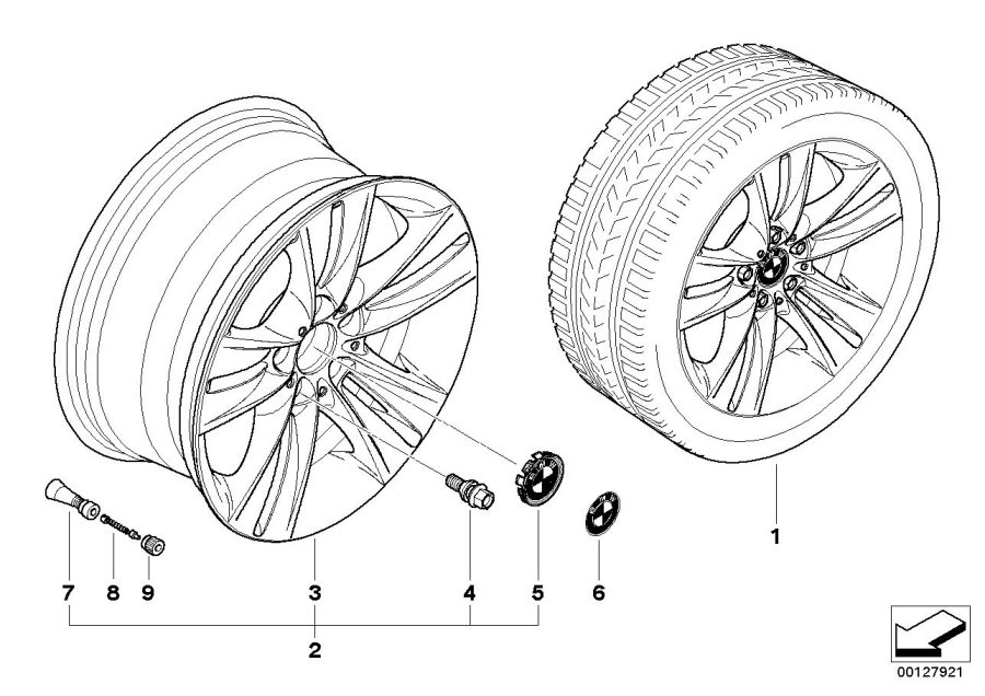 Diagram BMW light alloy wheel, spider spoke 153 for your BMW