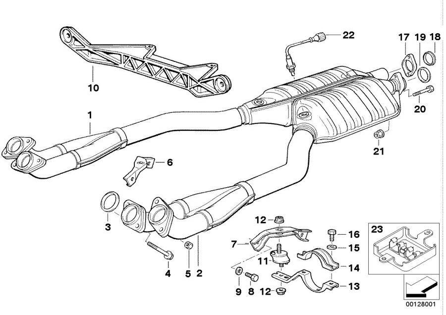 Diagram Catalytic CONVERTER/FRONT silencer for your BMW M6  