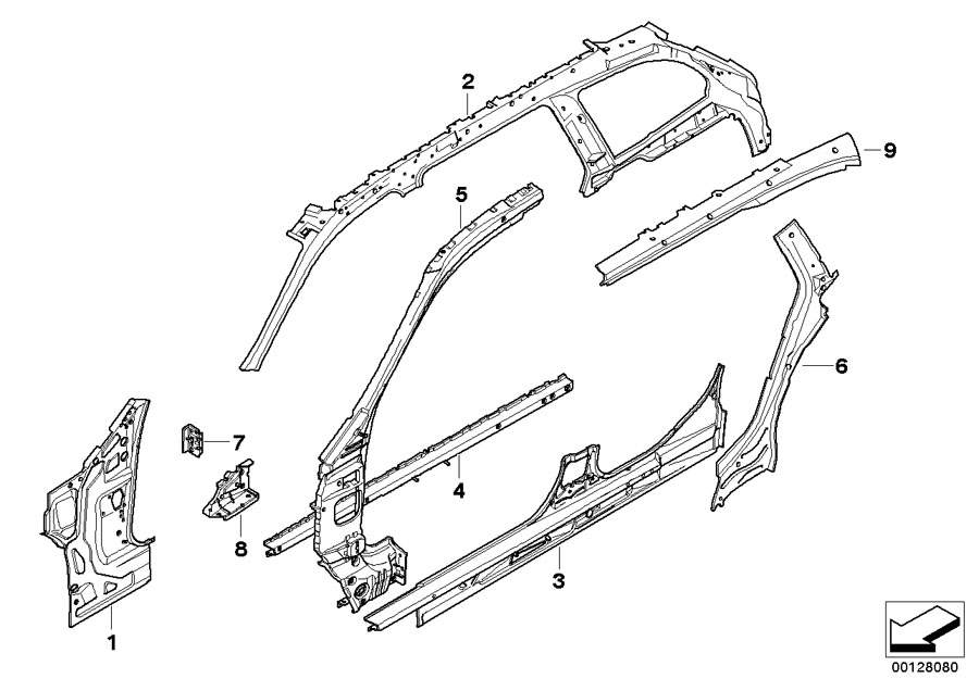 Diagram Single components for body-side frame for your 2007 BMW M6   