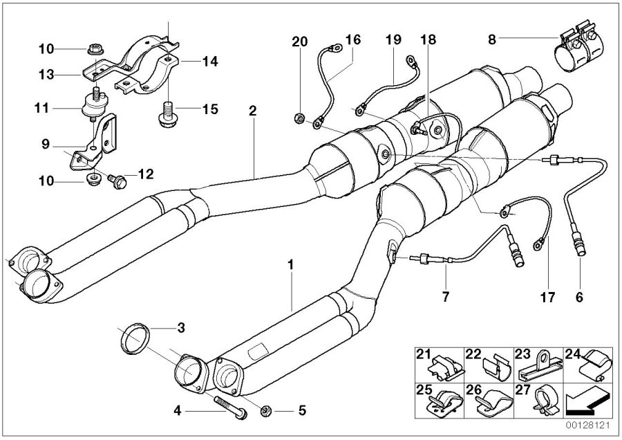 Diagram Catalytic CONVERTER/FRONT silencer for your 2022 BMW 530e   