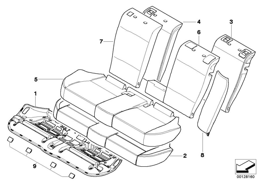 Diagram Seat, rear, uphlstry/cover, load-through for your 2012 BMW M6   