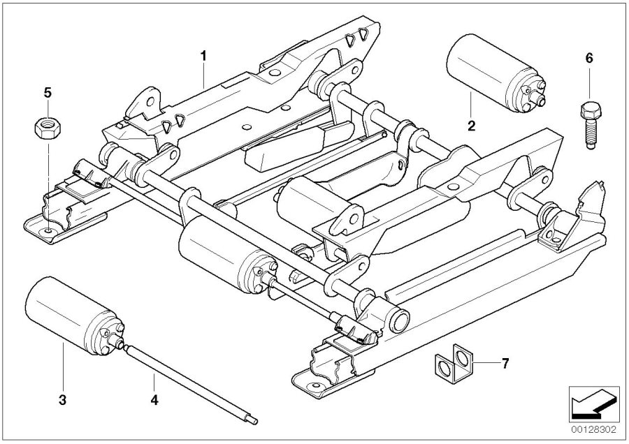 Diagram FRONT SEAT RAIL for your BMW Z3  