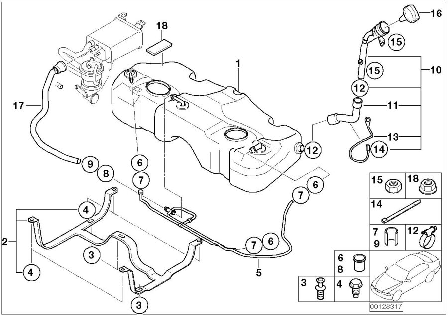 Diagram Fuel tank/mounting parts for your MINI