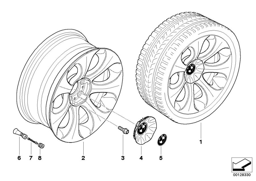 Le diagramme Jante à style ellipsoïdal (Styl. 121) pour votre BMW 650i  