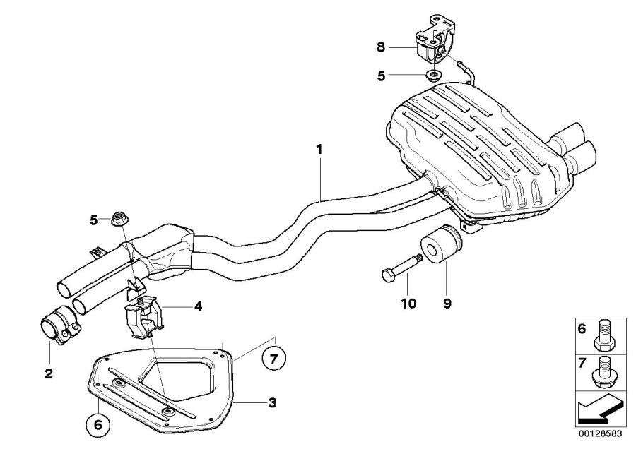 Diagram Exhaust system, rear for your 2007 BMW 328i   