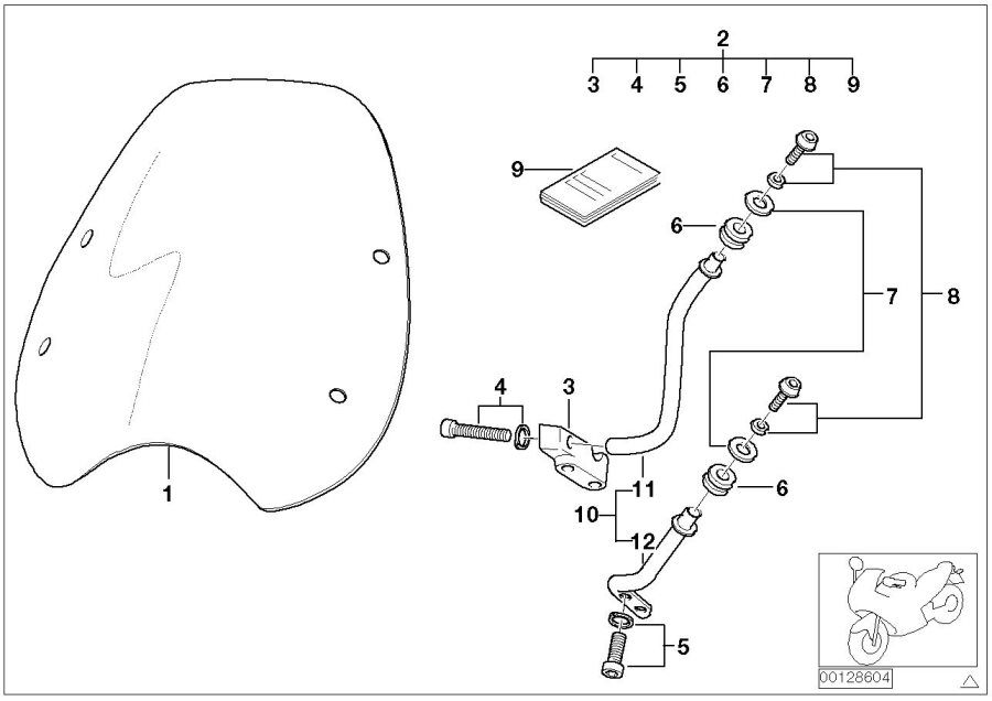 Diagram Windshield for your 2016 BMW R1200RT   