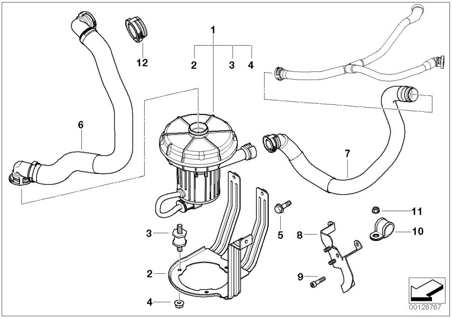 Le diagramme Réduct. gaz d"échappement - Pompe à air pour votre BMW