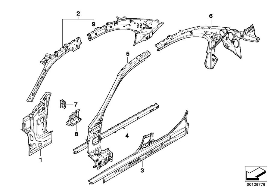 Diagram Single components for body-side frame for your 2015 BMW M6   