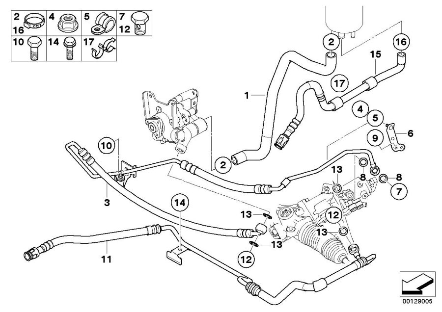 Diagram Power STEERING/OIL PIPE/ACTIVE steering for your BMW 530i  