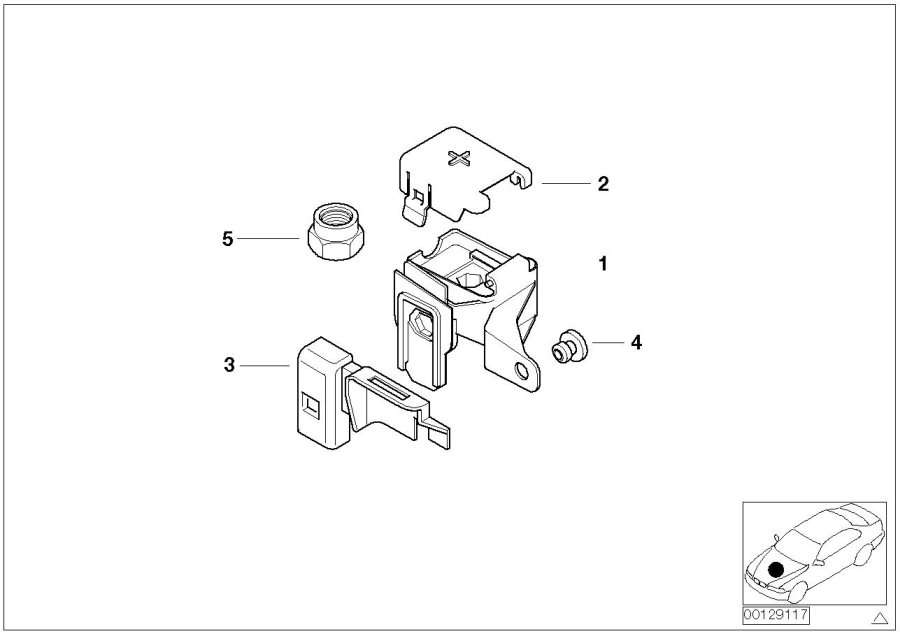 Diagram B+ terminal point, engine compartment for your 2004 BMW X3  3.0i 