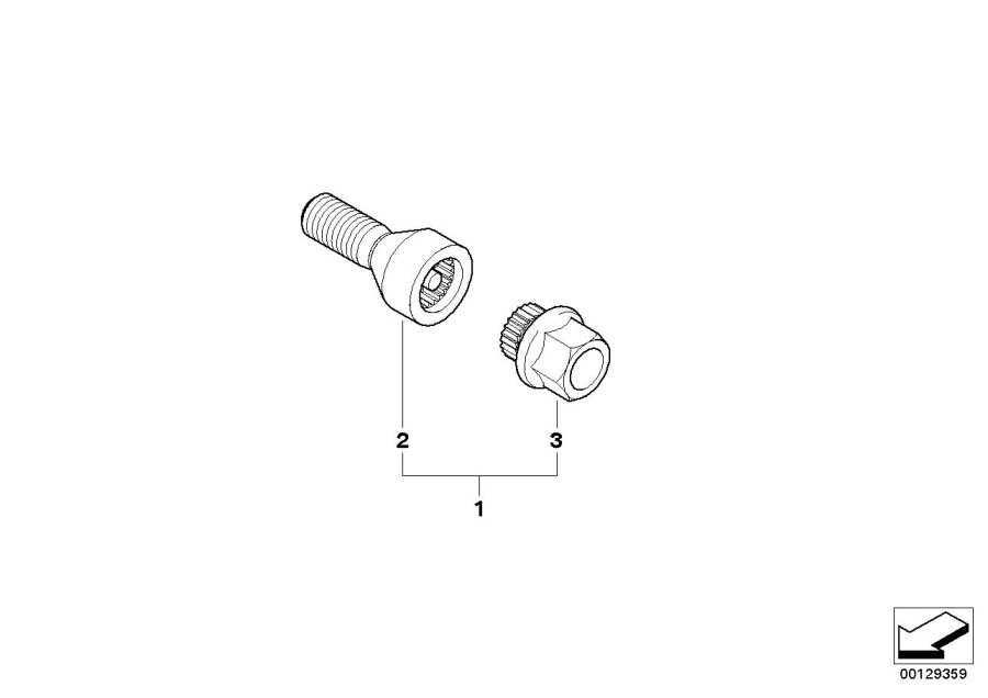 Diagram Wheel bolt lock with adaptor for your 2011 BMW 335d   