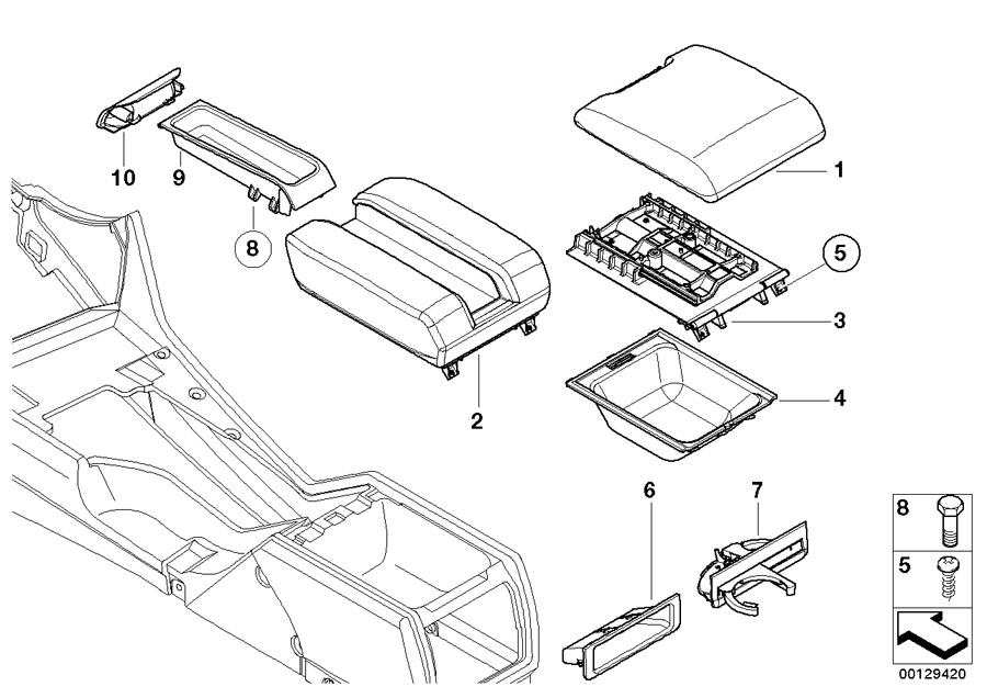 Diagram Armrest, centre console for your 2014 BMW M6   