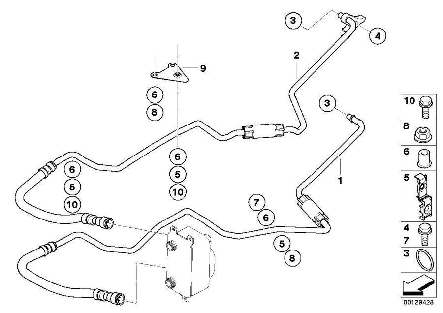 Diagram Transmission oil cooler line for your 2010 BMW 135i   