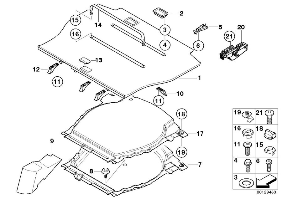 Diagram Trim panel, trunk floor for your BMW