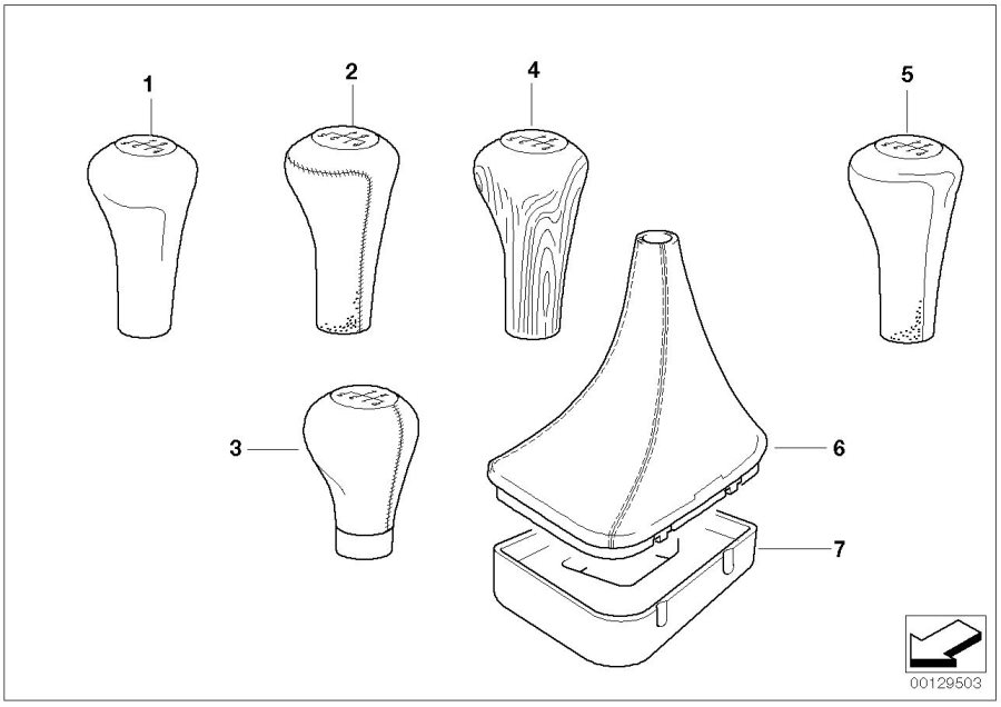 Diagram Gear shift KNOBS/SHIFT lever coverings for your 2002 BMW 745i   