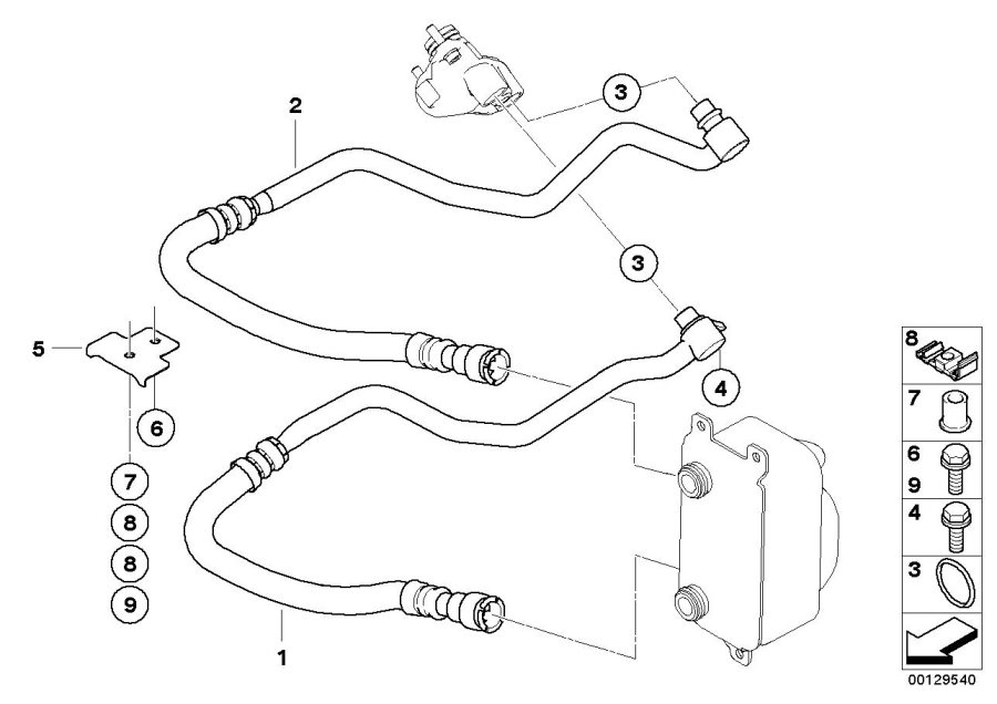 Diagram Engine oil cooler pipe for your 2008 BMW 528i   