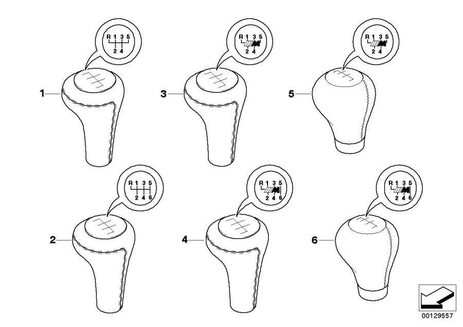 Diagram Retrofit, leather gearshift knob for your BMW