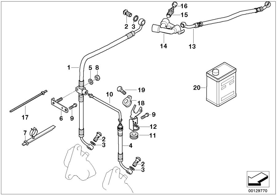 Diagram Brake pipe, front for your 2003 BMW R1150GS   