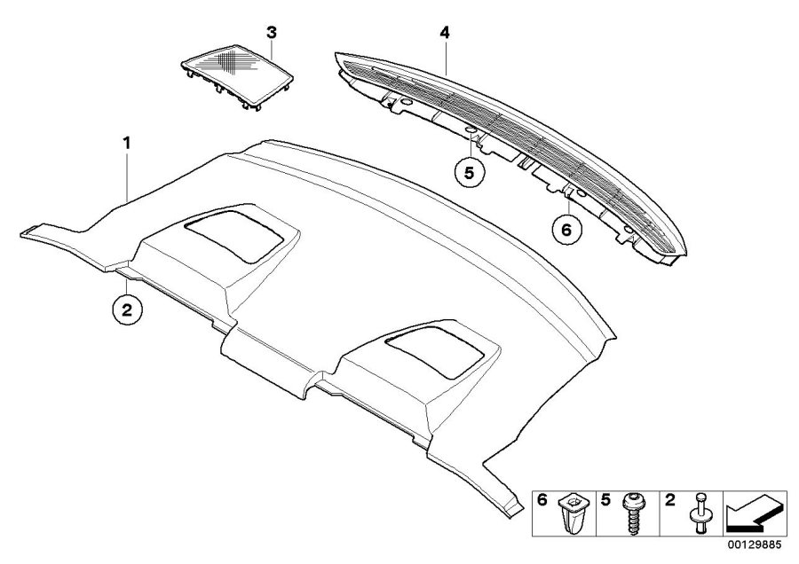 Diagram Rear window shelf for your 2012 BMW M6   