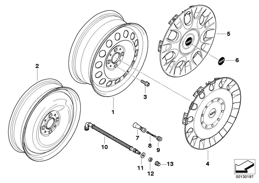 Diagram MINI steel disc wheel style 12 for your MINI
