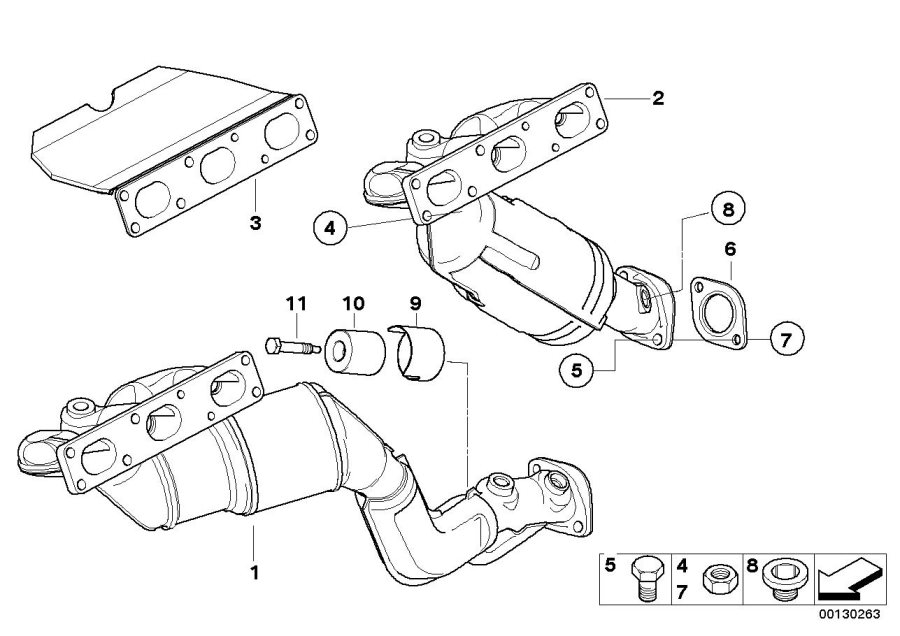 Diagram Exhaust manifold with catalyst for your 2007 BMW 530xi   