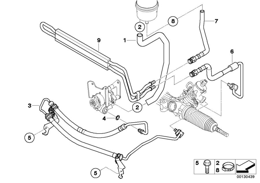 Diagram Hydro steering-oil pipes for your BMW X3  