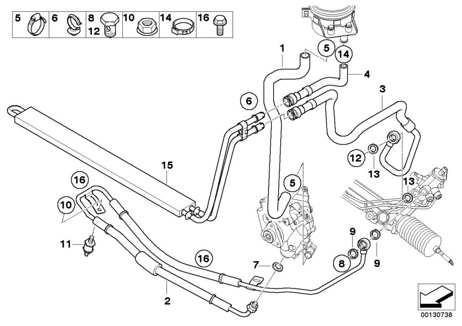 Le diagramme Direction hydraulique-Tuyaux d"huile pour votre BMW X5  