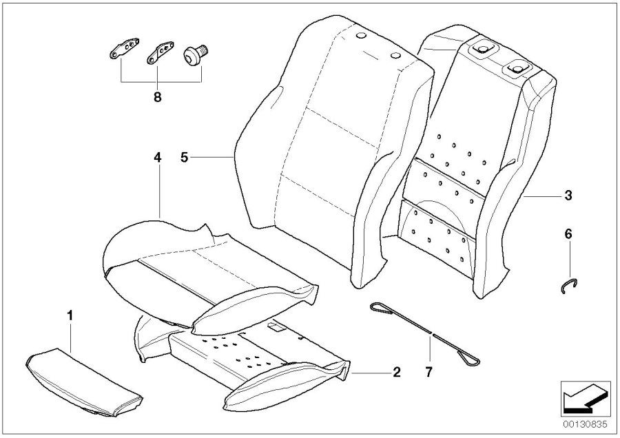 Diagram Seat, front, upholstery and cover for your 2018 BMW M6   