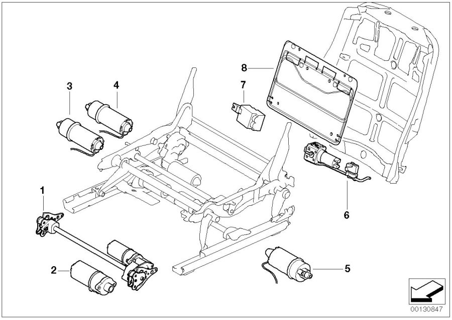 Diagram Seat, front, electrical and motors for your BMW