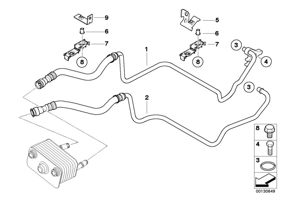 Diagram Transmission oil cooler line for your 2016 BMW 330e   