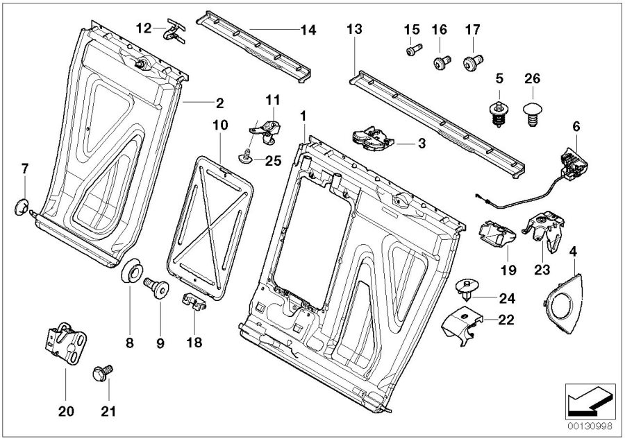 Diagram Seat, rear, seat frame, load-through for your BMW