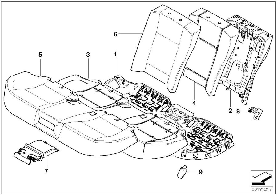 Diagram Seat rear, upholstery & cover base seat for your BMW M6  