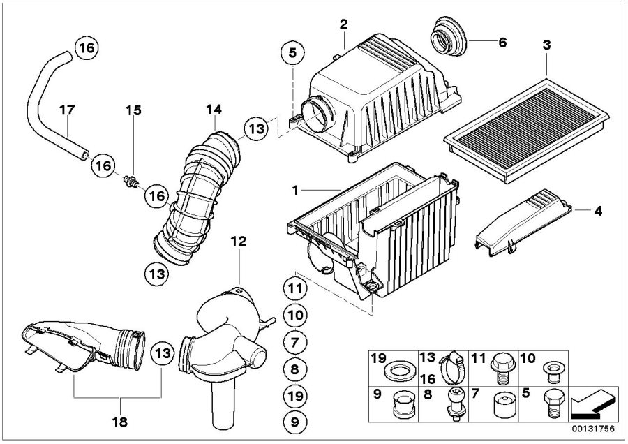 Diagram Intake silencer / Filter cartridge Intake silencer / Filter cartridge for your MINI