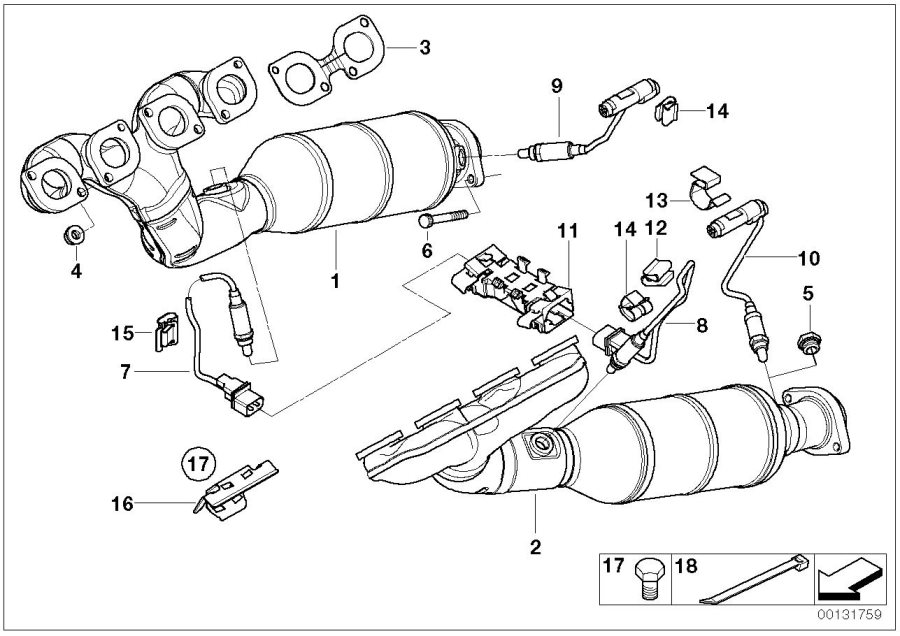 Diagram Exhaust manifold with catalyst for your 2003 BMW 525i   