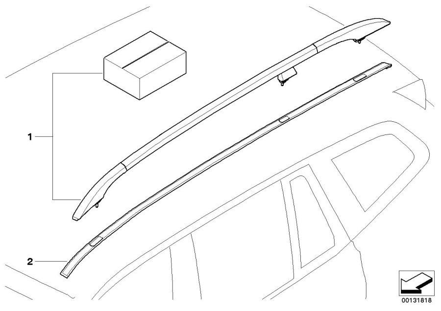 Diagram Retrofit kit, roof railing for your BMW X3  