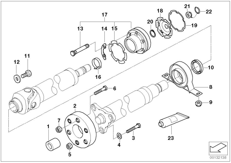 Diagram Drive shaft, single components, 4-WHEEL for your 2015 BMW M6   