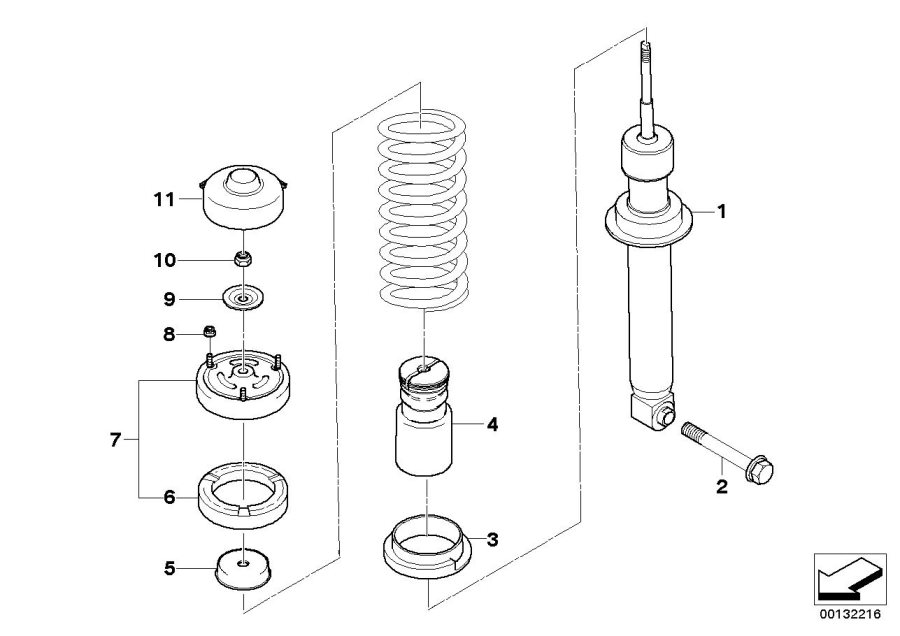 Diagram Rear spring strut mounting parts for your 2009 BMW 750Li   