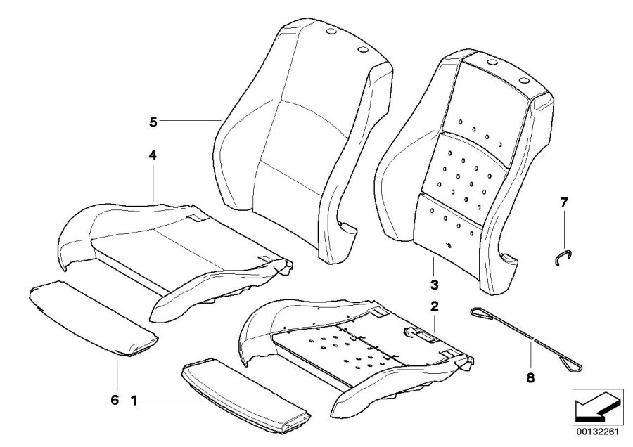 Diagram Seat, front, uphlstry, cover, Sport seat for your 2007 BMW M6   